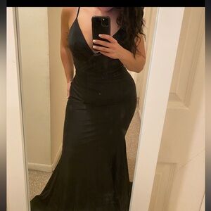 Evening dress size medium black with bedazzled straps